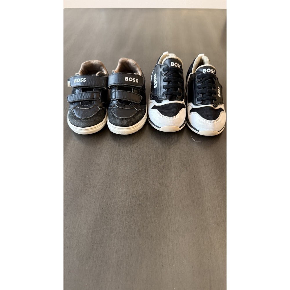 Boss Shoes Kids Size 10.5 Black Sneakers Lot 2 Pairs Hook & Loop Strap - Picture 2 of 16